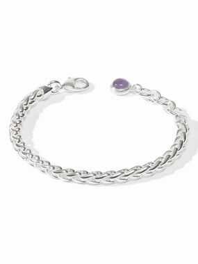Julie Vos Silver Braided Bracelet with Purple Cabochon